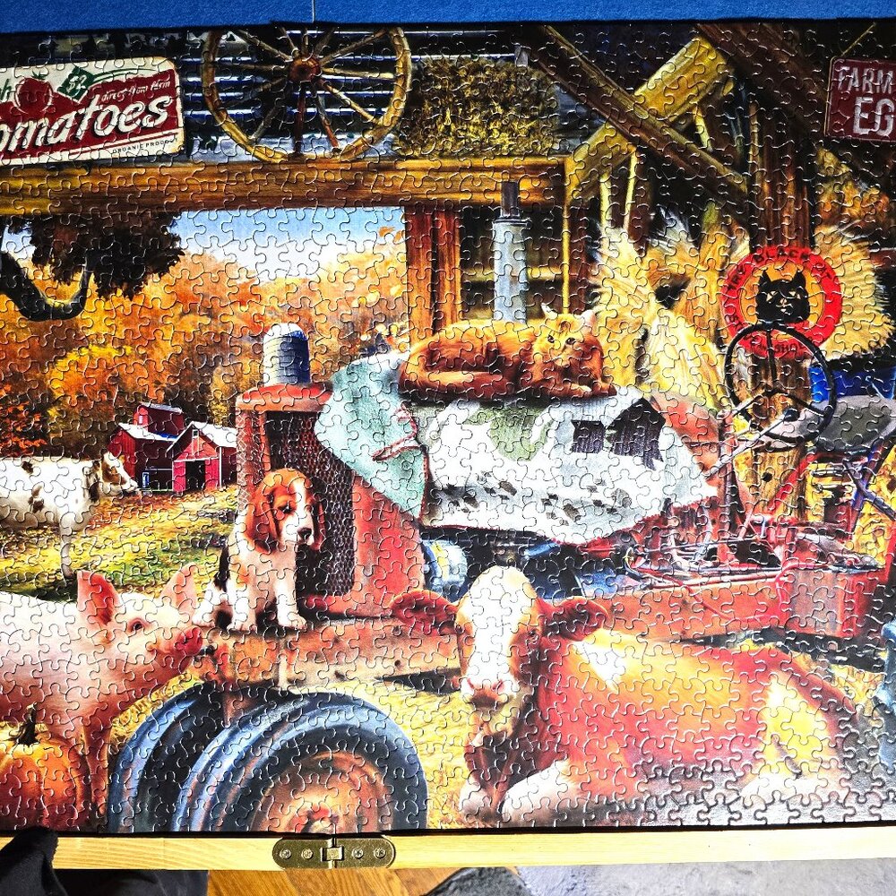 Barn House Meeting Jigsaw Puzzle 1000 Pieces SunsOut #28824 Tom Wood 20"H x 27"W